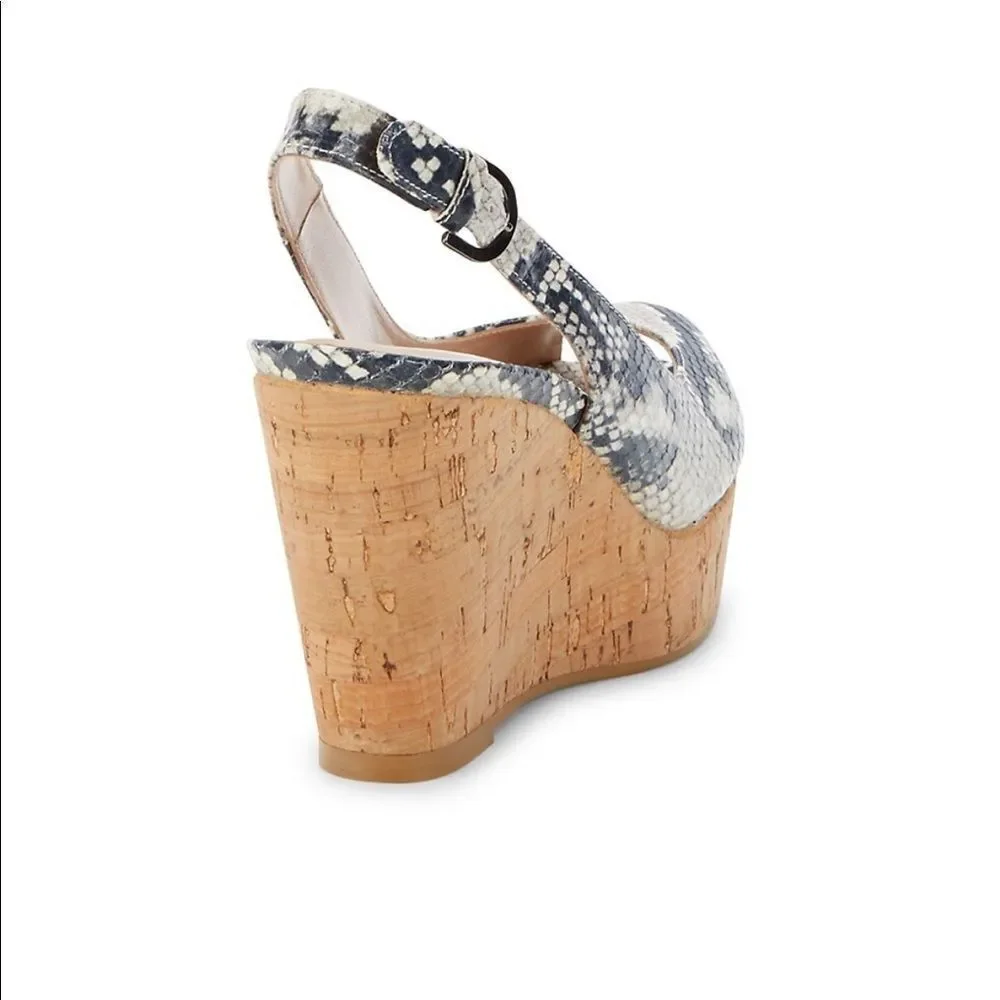 Stuart Weitzman NWOT Jean Snake-Embossed Leather Slingback Sandals size 9 - Picture 3 of 14